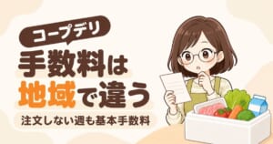 コープデリの手数料は地域によって異なることを伝えるアイキャッチ