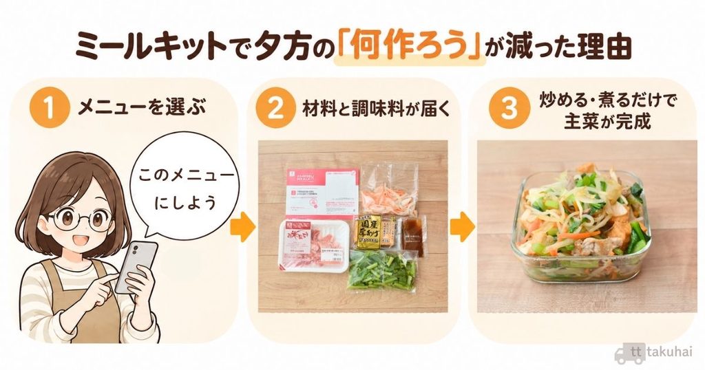 ミールキットで夕方の何作ろうが減った理由の図