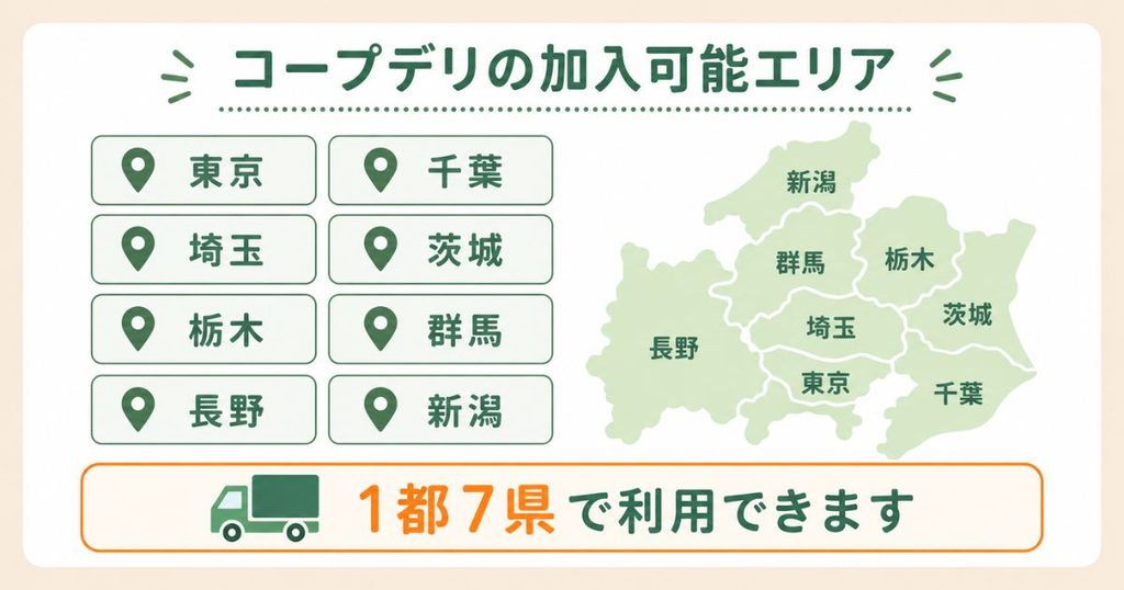 コープデリの加入可能エリアの図